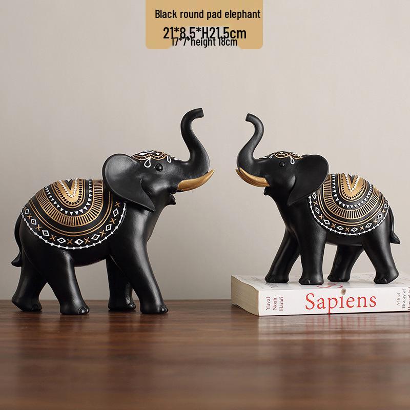 Elegant Chinese Elephant Resin Ornament for Home and Living Room Decor