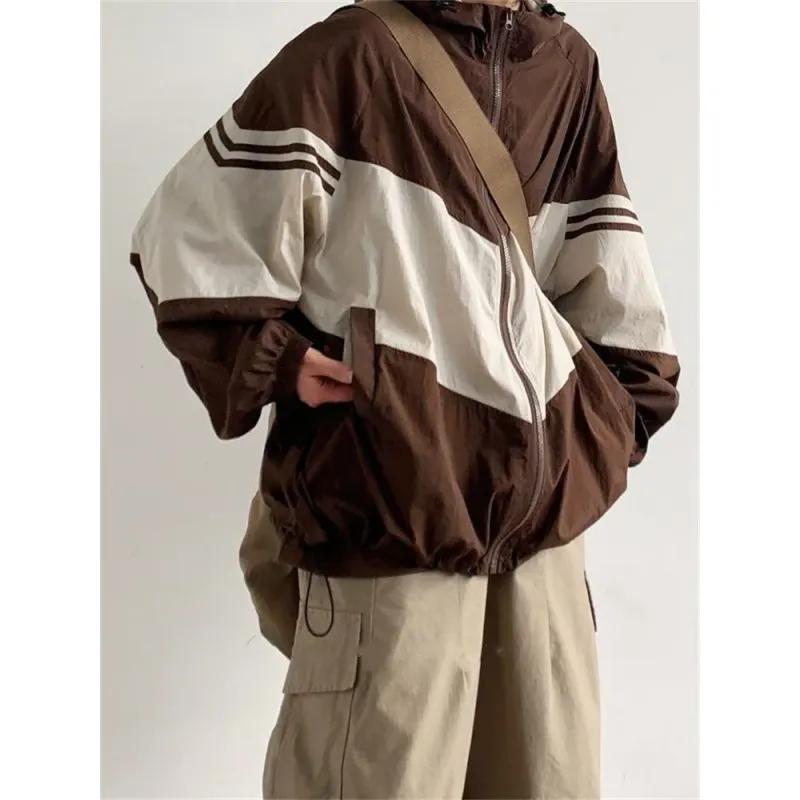 

Women s Retro Hooded Jacket Oversized Harajuku Retro Patchwork Casual Top XS