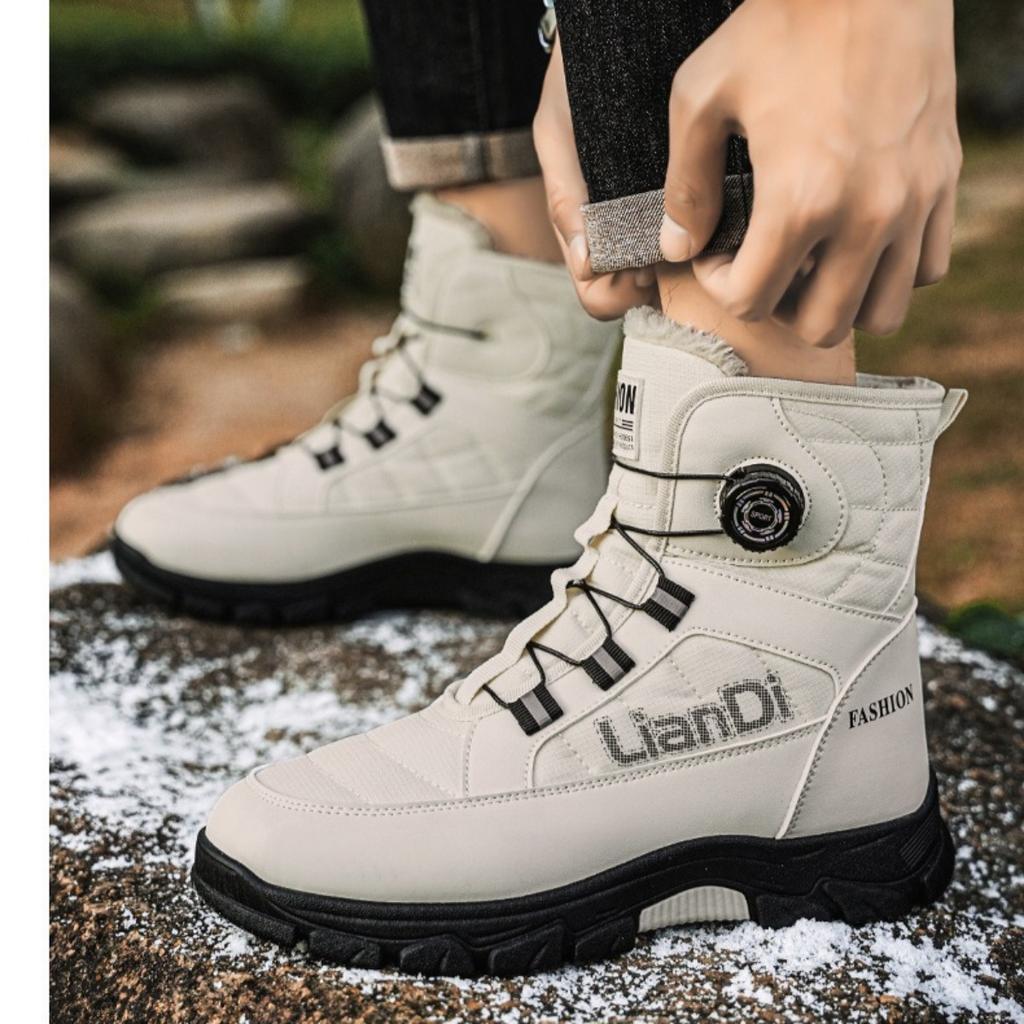 Thick Soled Shoes, Snow Boots, Plush, Thickened, Warm Shoes, Cotton Boots, Swivel Buckles, Breathable Men's Shoes