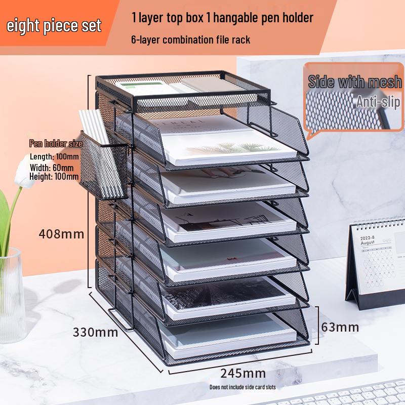 Multilayer A4 Metal Desktop File Organizer and Storage Rack Set for Office Supplies