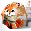 1pc Winter Fox Automatic Folding Umbrella - 8-Rib Compact Travel Umbrella Durable & Portable for Outdoor Use, Perfect Gift for Birthdays080