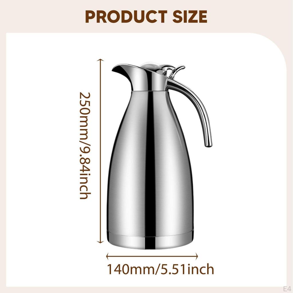 Stainless Steel Coffee Carafe Beverage Jar Water Jug Sealed Lid Pitcher for Lemonade Liquids
