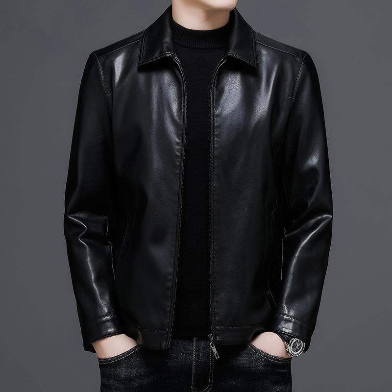 Very good leather leather jacket men's new middle-aged men's leather jacket men's jacket spring and autumn thin coat