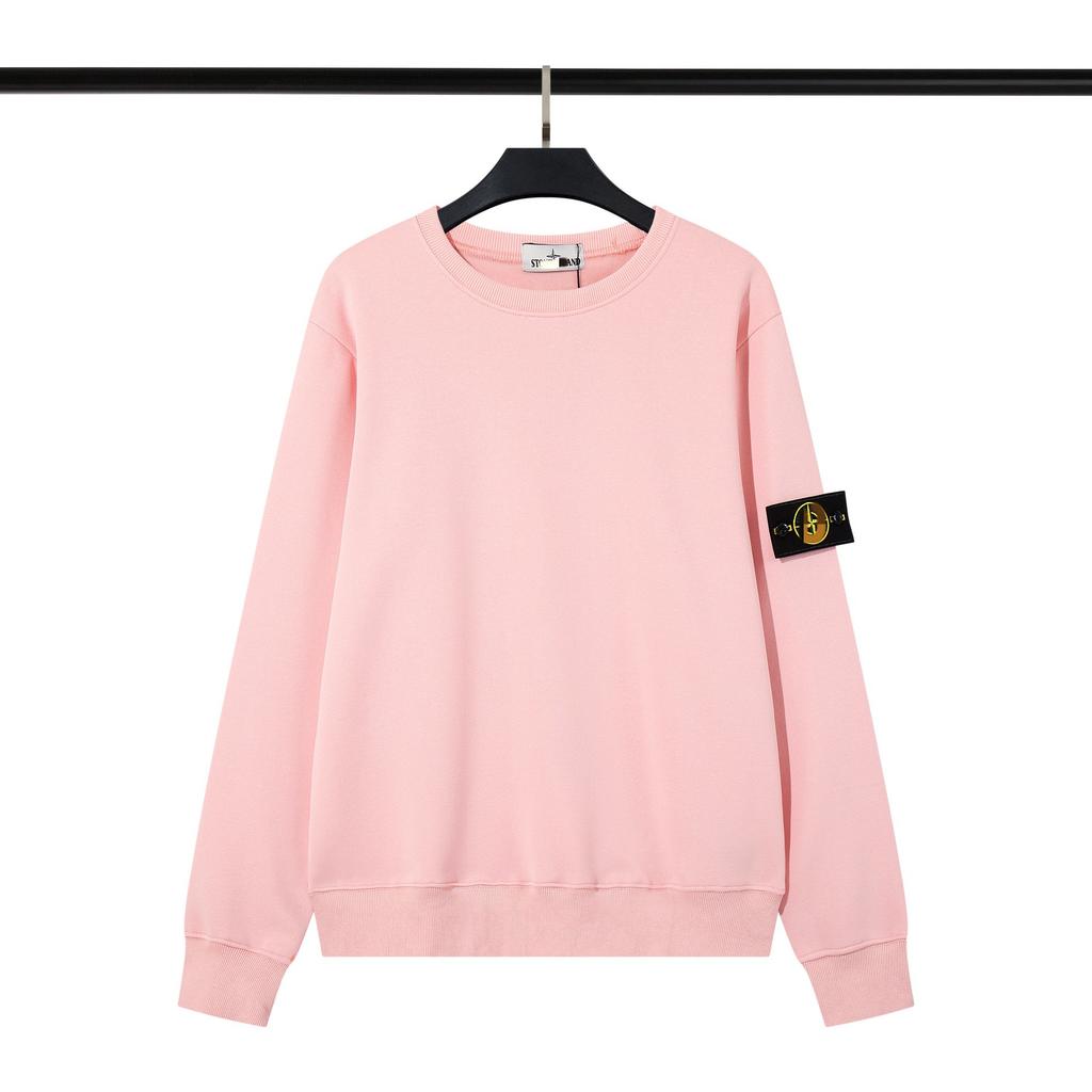 STON Basic Solid Color Compass Patch Fleece Hoodie Long Sleeve Pullover Sweatshirt for Men Women