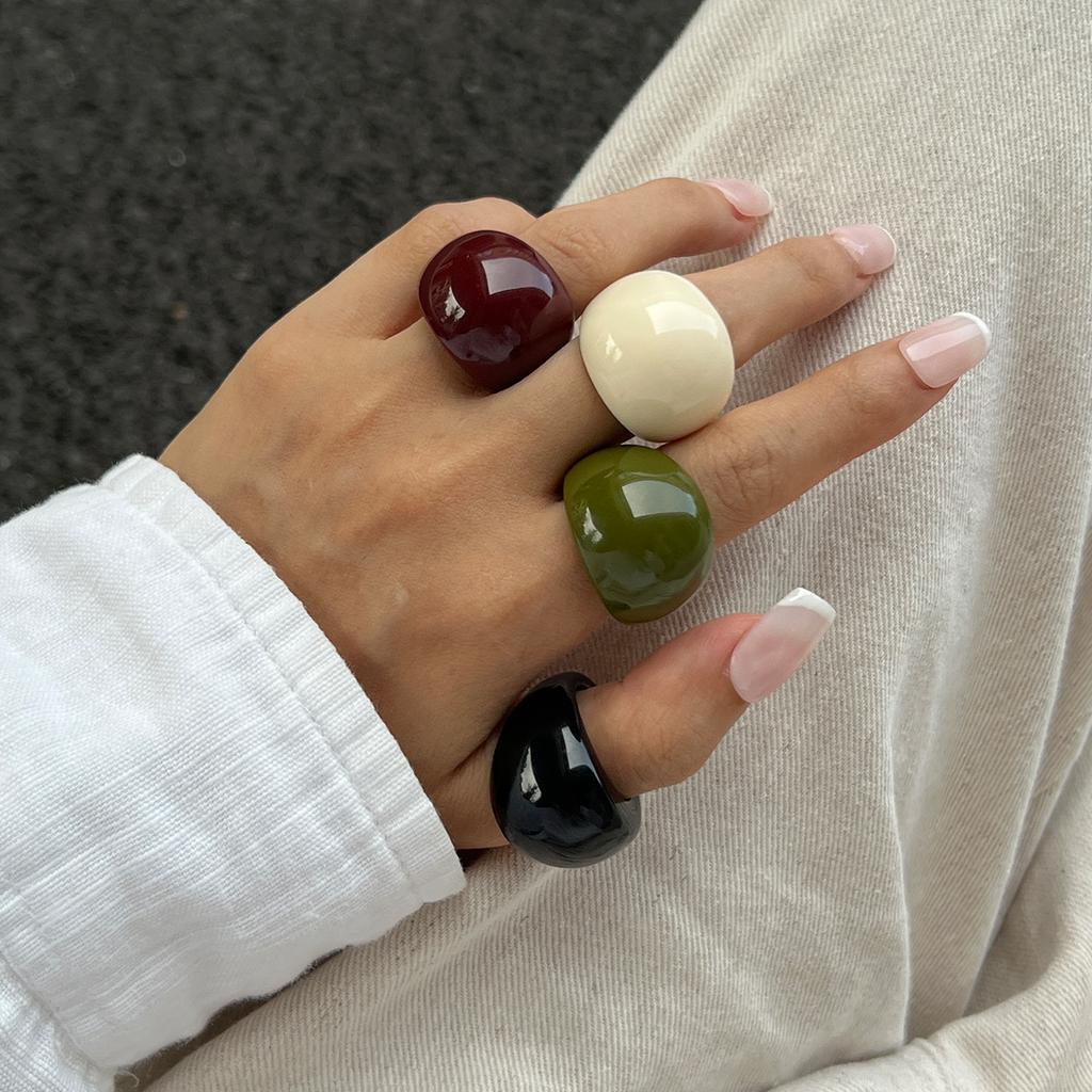 Ice Transparent Smudge Colored Resin Ring Ring Does Not Fade Plain Ring Acrylic Ring Ring Female