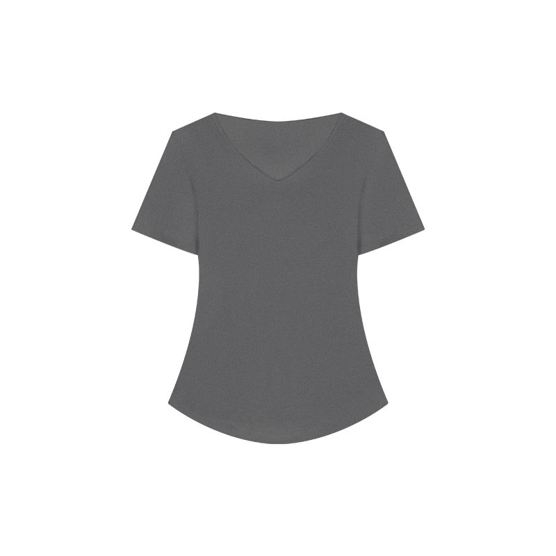 V Neck Shoulder Short Sleeve Summer Waist Trimming Versatile Tops T-shirt