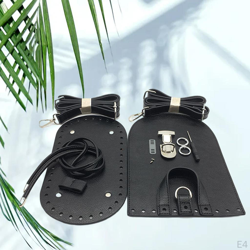 7 Pieces / Set DIY PU Leather Bag Knitting Set, Bottom Shoulder Strap Flap Cover