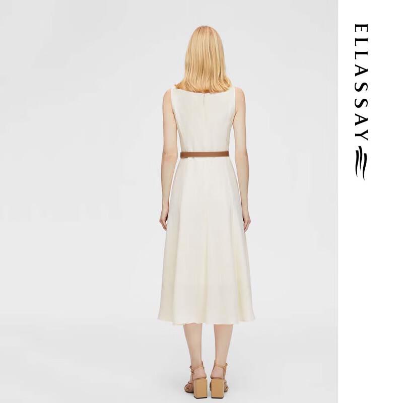 ELLASSAY Elegant A-line Midi Dress with Waist Tie