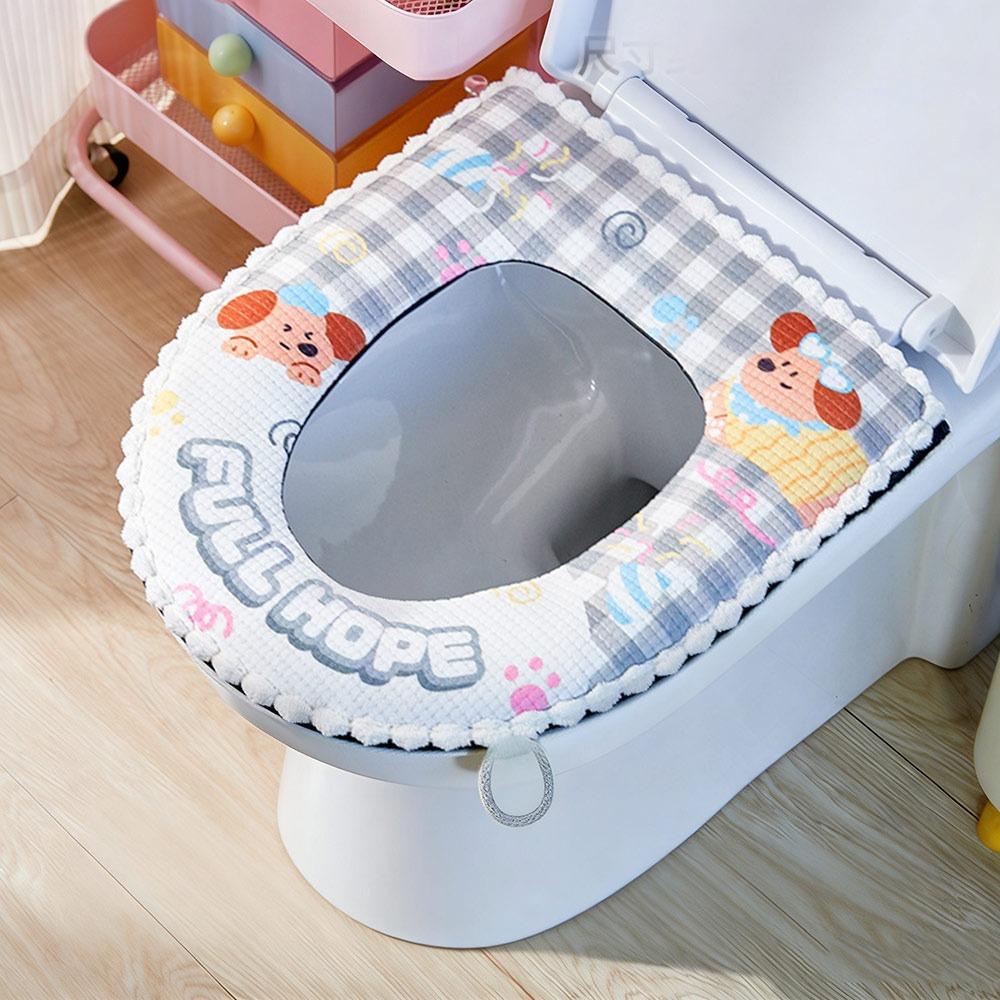 Fashion Toilet Seat Cushion Cartoon Anti-Cold Toilet Seat Pad Waterproof Thickened Zipper Toilet Mat Toilet Accessories