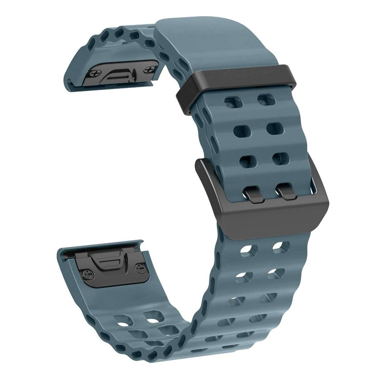 

26mm Silicone Strap for Garmin Fenix 8 51mm/Enduro 3/Instinct 2X Multiple Holes Watchband Rock Cyan