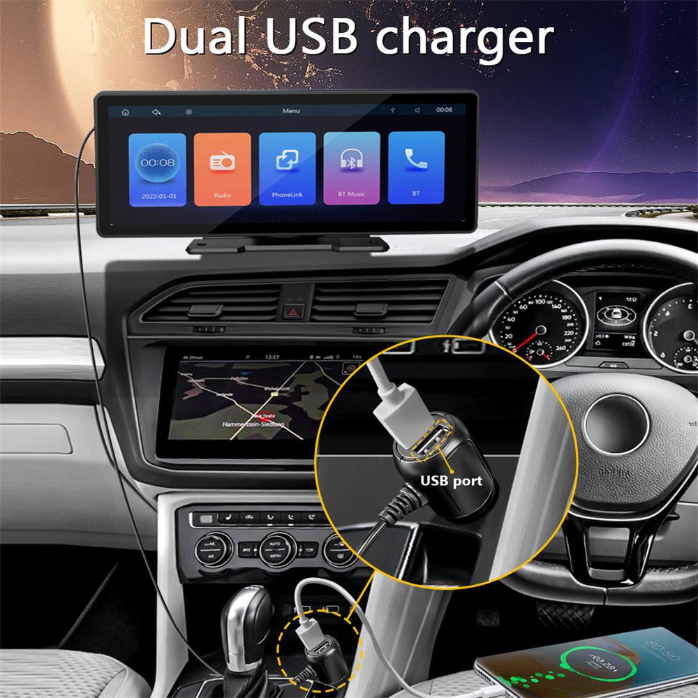 Portable 9.3" IPS Screen Multimedia Player Compatible with  Wireless CarPlay Android Auto Mirror Link