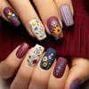 Medium Length False Nail Full Cover Acrylic Nail with Matte Flower Designs Easy Application for Elegant Nail Art 24Pcs