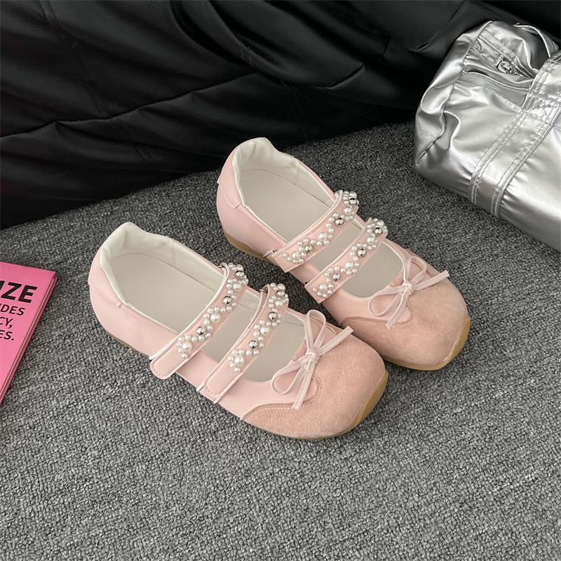 Xiaoxiangfeng slope heel Mary Jane shoes women's spring and autumn versatile one-pedal flat-soled single shoes mesh breathable casual women's shoes