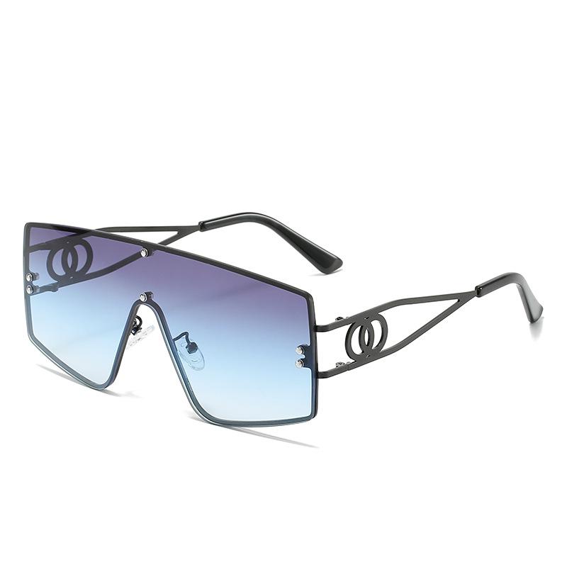Einteilige Sonnenbrille, Personalisierte Quadratische Brille mit großem Rahmen, Street-Style Hohlsonnenbrille