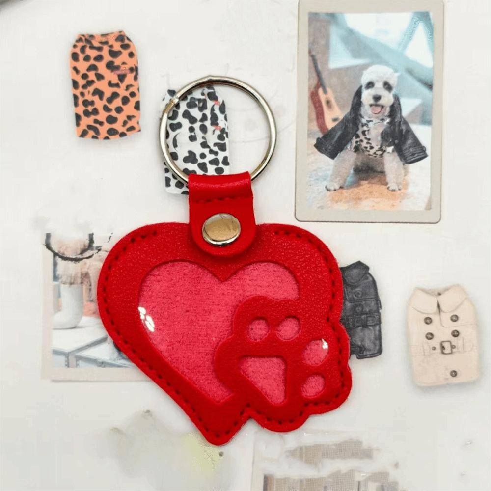 PU Leather Pet Hair Key Chain Portable Memorial Key Chain Pet Hair Storage Bag  Pet Loss Memorial красный