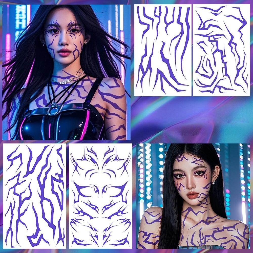 Neues Dämonenjäger-Girlgroup-COS Ganzkörper-Tattoo-Aufkleber Dämon Lila Boygroup Girlgroup Party Temporärer Tattoo-Aufkleber