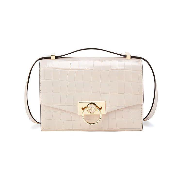 

Michael Kors MK Hendrix Flap Solid Color Crocodile Embossed Leather Envelope Shoulder Bag Women bags Soft-Pink 32T1G1HC0E-187 Basic Set (Bag+Dust Bag)