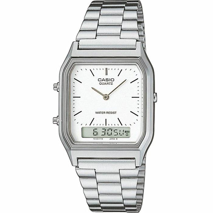 CASIO AQ-230A-7D Analog-Digital Metal Band Silver Watch