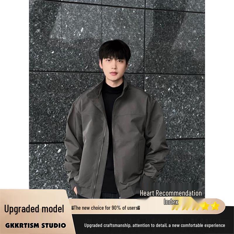 Men's American Style Bomber Jacket - Autumn Short Stand Collar Pilot Outerwear