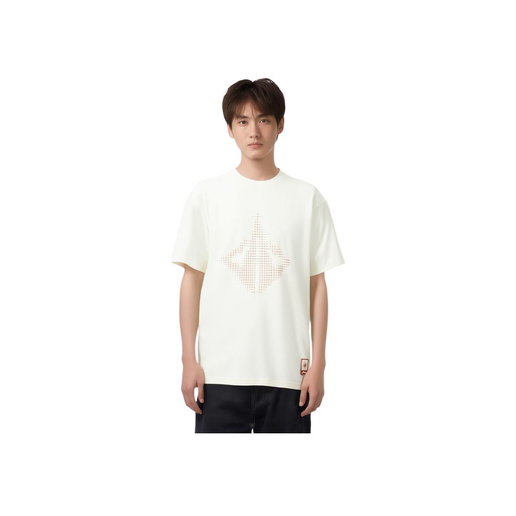 Li Ning Basketball Serie Bedrucktes Rundhals Komfortables Atmungsaktives Vielseitiges Kurzarm T-Shirt Herren Oberteile Off-White ATSU905-1