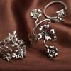 4Pcs Women Vintage Stereo Flower Leaves Midi Finger Knuckle Rings Set Jewelry