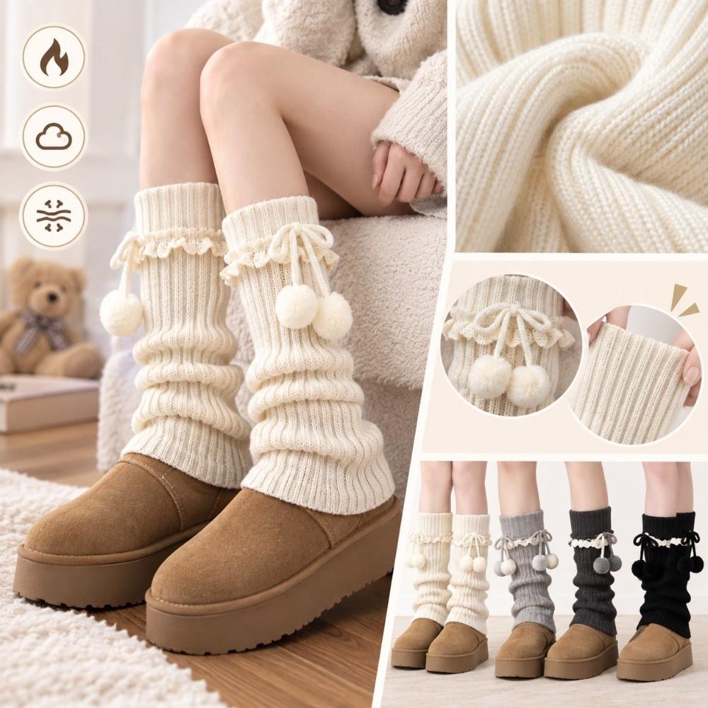 1 Pair Stretchy Fit Women's Leg Warmer Thickened Knit Knit Leg Sleeve  Jk Uniform Lolita Outfit
