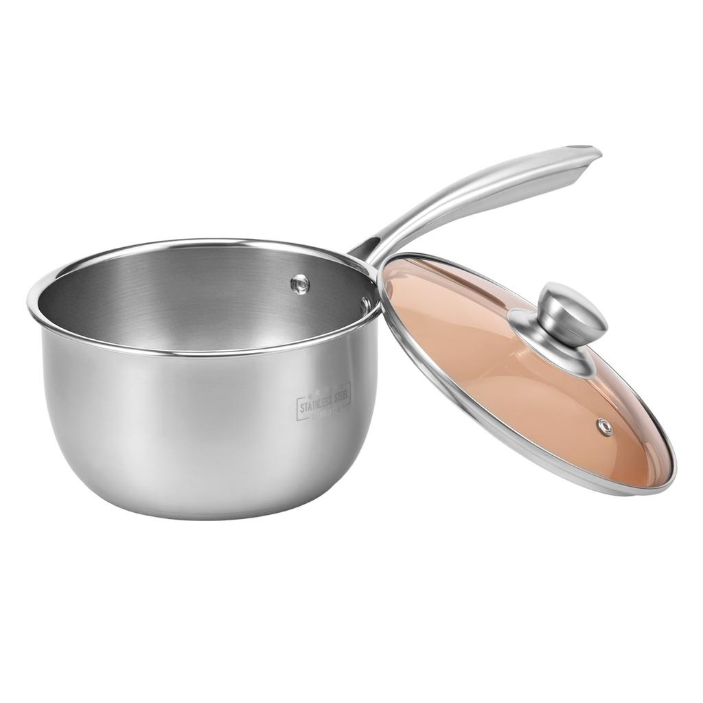 Stainless Steel Milk Pot Non-stick Sauce Pot Heavy Duty Sauce Milk Pan Multi-purpose Induction Cookware Pots for Cooking Kitchen