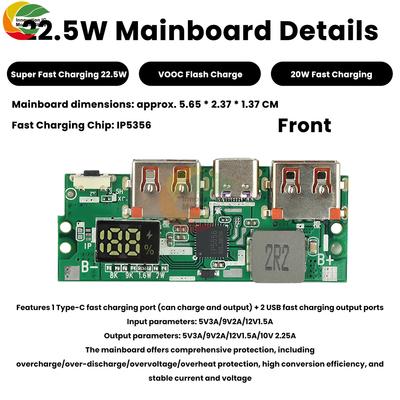 22.5W Fast Charging Motherboard Power Bank DIY Kit 1260110 Battery Box Power Bank DIY Kit 20000mAh Power Bank Case