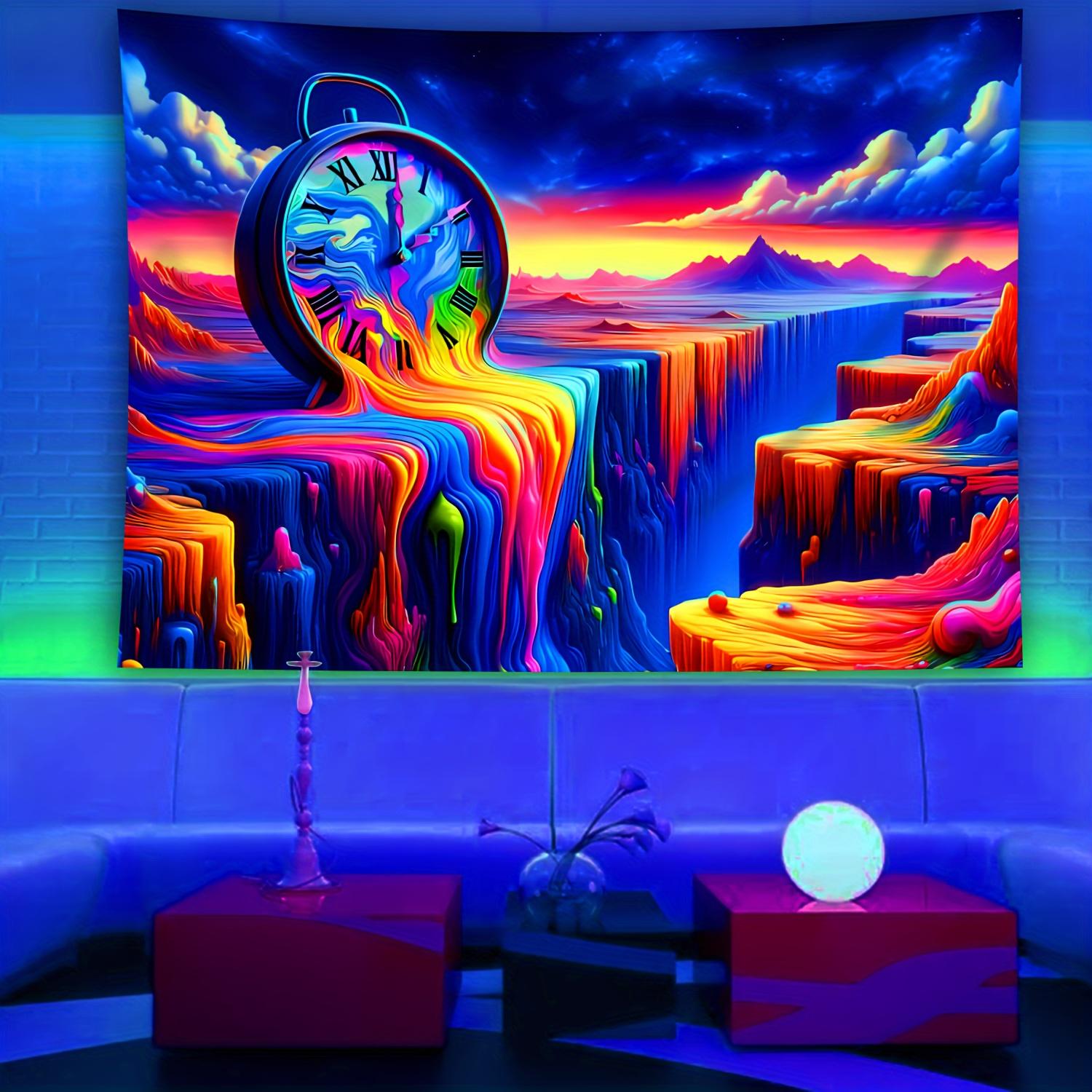 

VIKAMA Time Waterfall Tapestry Stopped Colorful Clock Colorful Flow Living Room Music Corner Psychedelic Decor 74x94cm(29x37in)