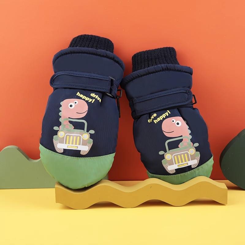 (2~8Years Old) Winter Children Waterproof Non-slip Thickness Warm Cartoon Skiing Snow Gloves