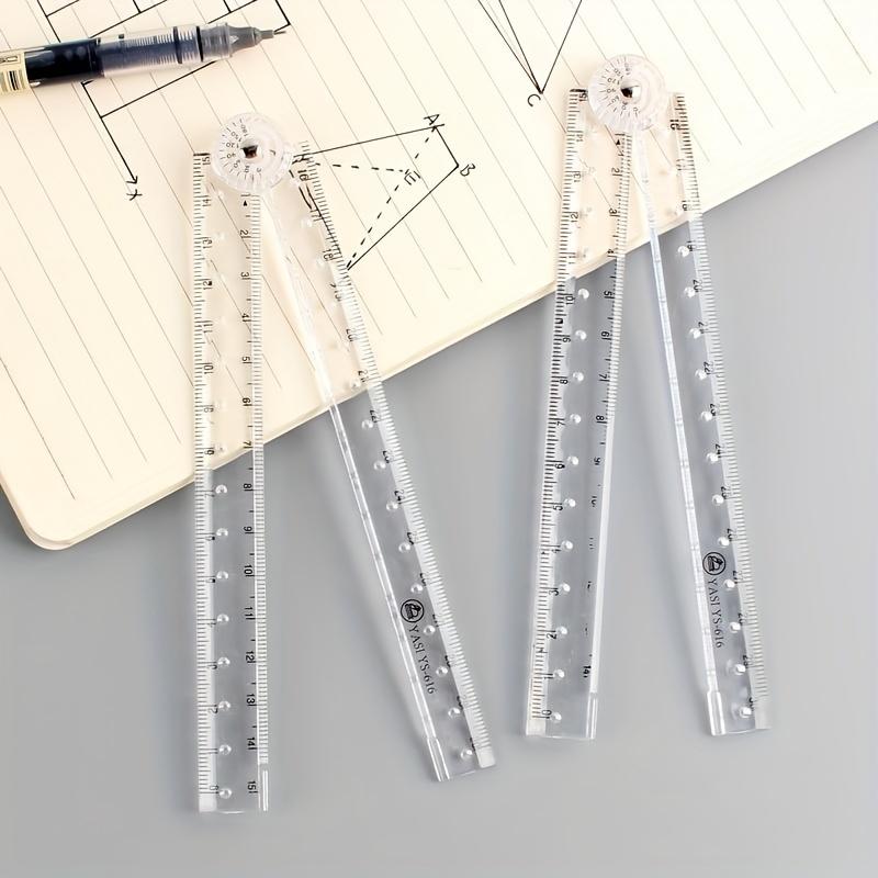 White Heavy-Duty Foldable Acrylic Ruler with cm/Inch Scale, Cm/inch/cm² Area Calculator Guide Lines - Portable Pocket-Sized Measuring for School,