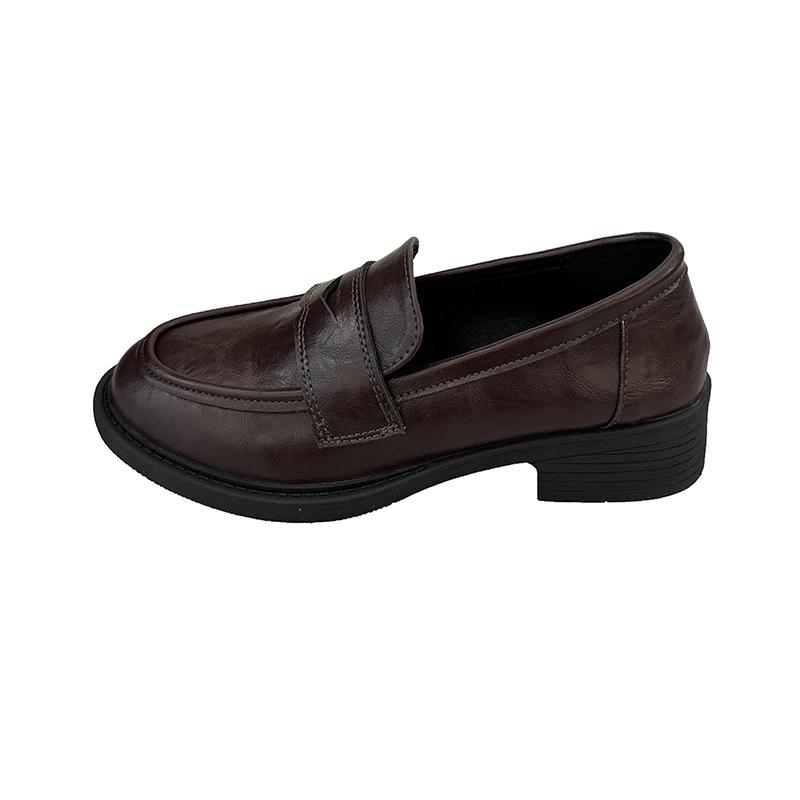 With Small Suit Texture Small Leather Shoes, the New Thick Low-heeled Loafers In the Autumn of 2025, Round Head Commuting Deep Mouth Single Shoes
