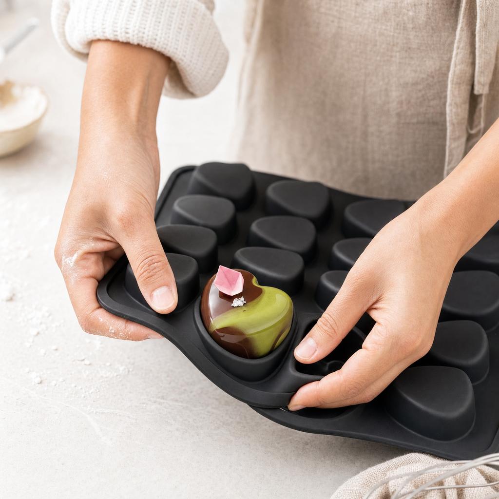 Heart Silicone with , 12-Cavity Muffin and Pan