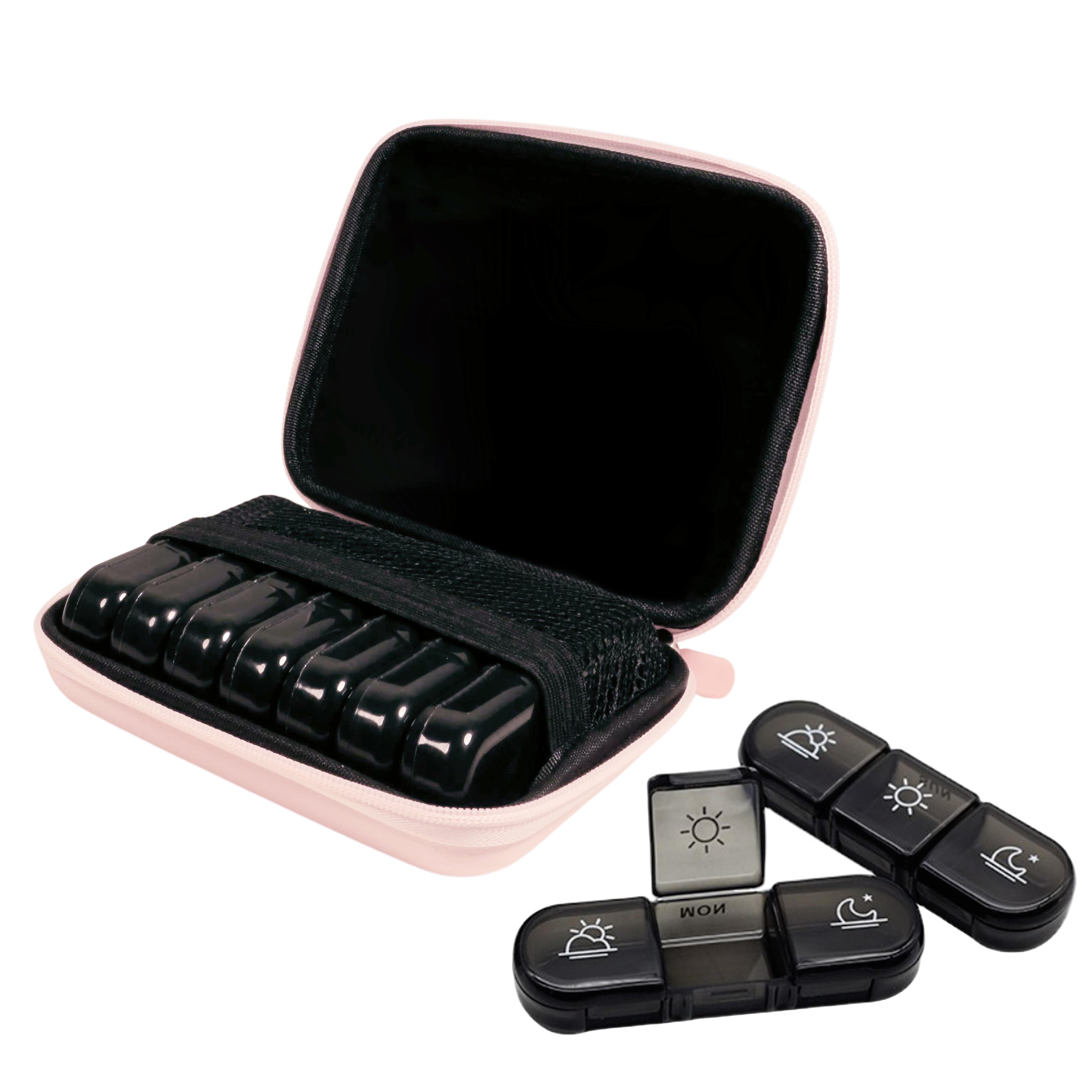 

Weekly Pill Organizers 21 Grids 3 Times A Day Moisture-Proof Pill Box with PU Leather Case for Store Vitamin Medicine Fish Oils