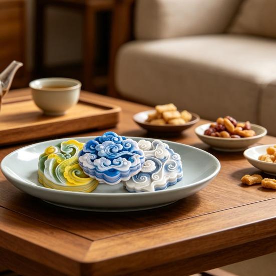 Auspicious Cloud Mooncake Silicone Mold for Peach Mountain Mooncake Mung Bean Cake Chinese Dessert Mold Japanese Wagashi Chocolate Baking Tool