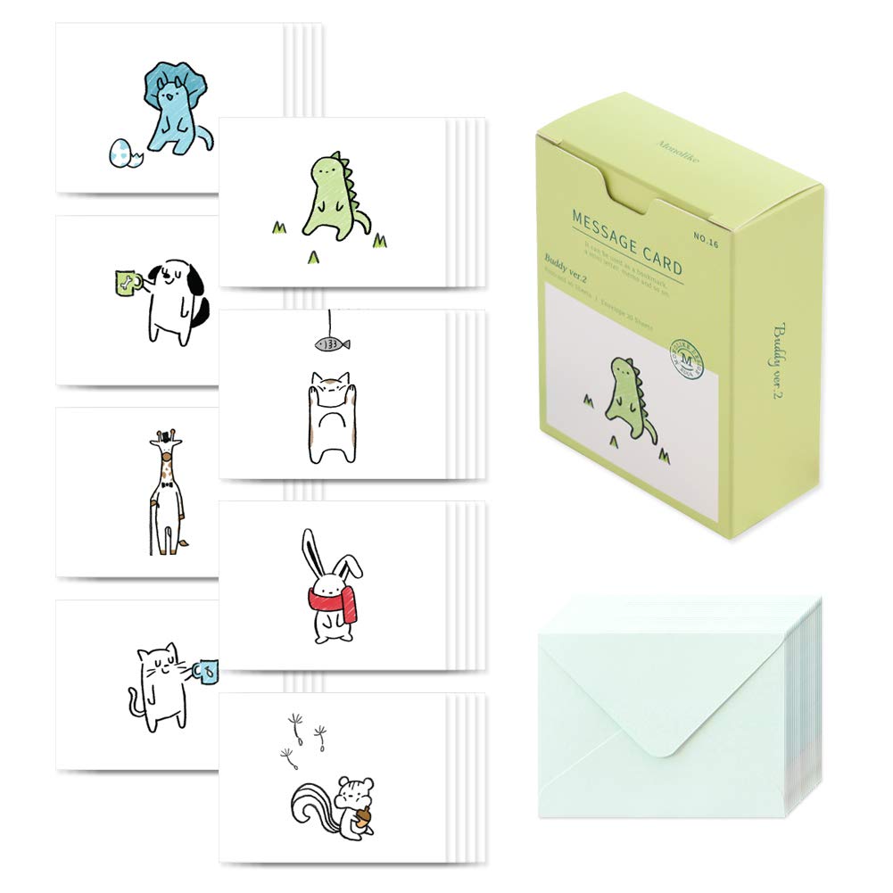 

Monolike Message Card Mini Card Buddy Version 2 Message Card Buddy Sheets Envelopes 20 Sheets Set Mini Size Design Stationery Celebration Card Thank
