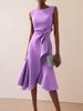 Elegant Red Sleeveless Dress With Ruched Polyester Fabric For Business And Party Wear