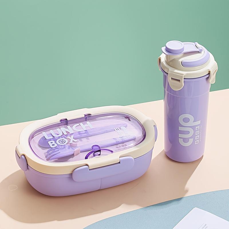 Bento Box Kettle Set, Suitable for Microwave Oven, Reusable Bento Box with Leak Proof Lid, Portable Fresh-keeping Lunch Box and Kettle
