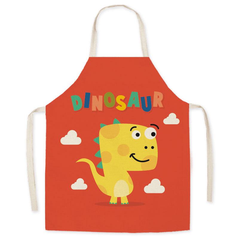 Cartoon Dinosaur Oil-Proof Apron for Adults & Kids - Sleeveless Halter Design