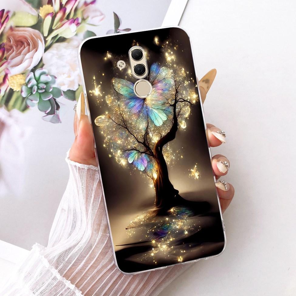 For Huawei Mate 20 Lite Case Cover Transparent Cute Fashion Butterfly Funny Painted Casing For Huawei SNE-AL00 SNE-LX1