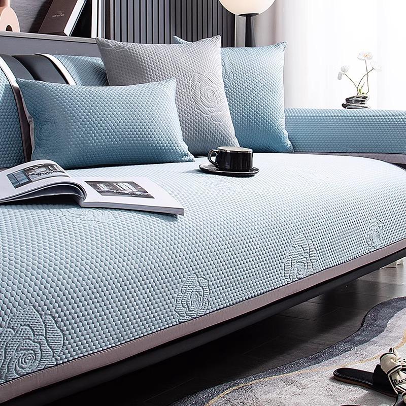 Summer Non-slip Sofa Cover Rose Cooler Sitting Cushion Simple Modern Sofa Cover Ice Silk Sofa Cushion