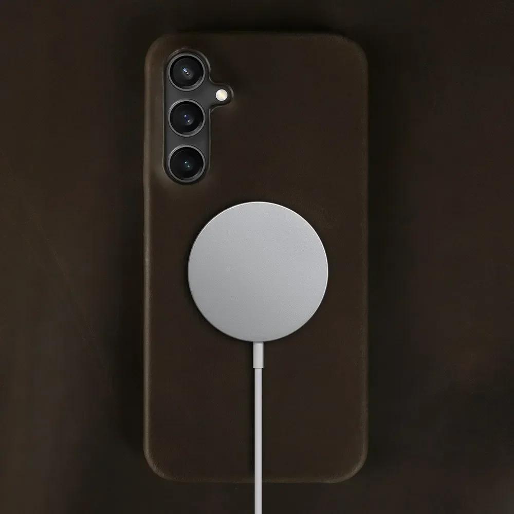 Luxury for Magnetic Magsafe Samsung Galaxy S23 Ultra Leather Phone Case for Samsung S24 S23 S22 S21Plus Wireless Charging Cover