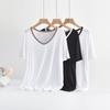 Modal V-Neck Tshirt Summer Women's Thin T-shirts Half Sleeves Solid Color Plus Size Loose Casual Tee Tops