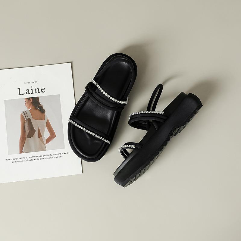 

High-heeled pearl sandals for women s summer wear, new muffin platform sandals with skirts 35 чёрный