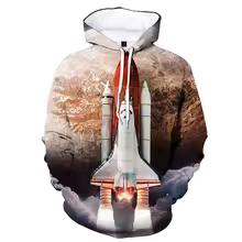 Fashion 3D Print Space Shuttle Hoodie Men Women Rocket Graphics Sweatshirt Long Sleeve Pullover Spring Autumn Kids Hoodies