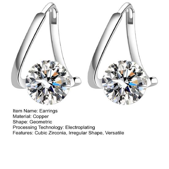 1 Pair Drop Earrings Cubic Zirconia Inlay Arc-Shaped Design Earrings Lightweight Comfortable Wearing Women Earrings Jewelry Gift