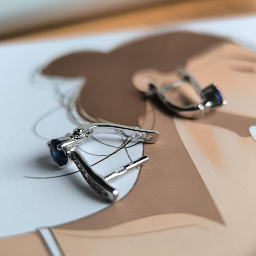 Silver Earrings with Nano Sapphire 2.917ct (2189060)