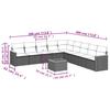 10-teiliges Gartensofa-Set mit Kissen Graues Poly-Rattan