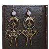 Bohemian Star & Moon Moth Rose Quartz Earrings for Women