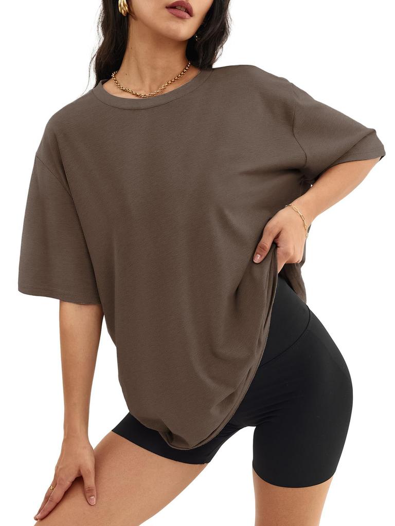 Women's T-Shirt Oversized Relaxed Fit Raglan Sleeve Crew Neck Short Sleeve Top